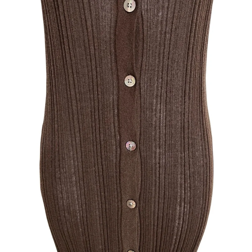 Revolve LSpace Undertow Dress Womens L Expresso Brown Stretch Ribbed Knit Maxi - Picture 6 of 11